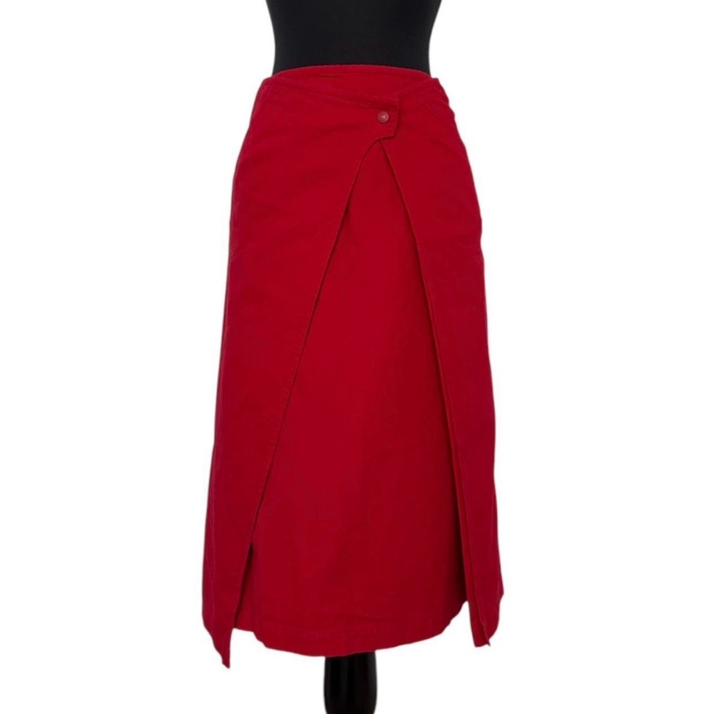 Vintage Asymmetric Vibrant Red Midi Skirt